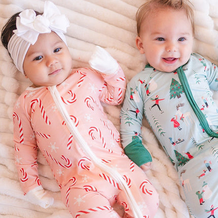 Pink Candy Cane (Convertible Zip Footies)