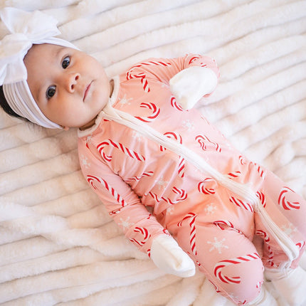 Pink Candy Cane (Convertible Zip Footies)