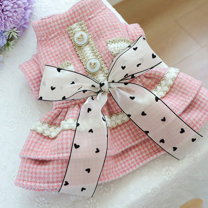 Plaid Ruffle Pet Dress with Bow