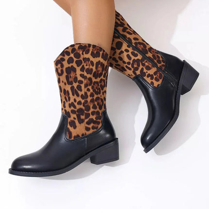 Elegant Point Toe Block Heels Boots