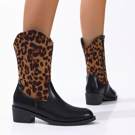 Elegant Point Toe Block Heels Boots