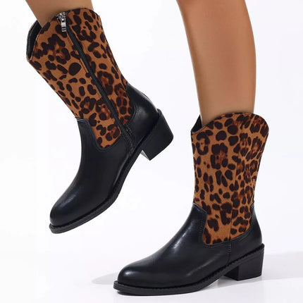 Elegant Point Toe Block Heels Boots