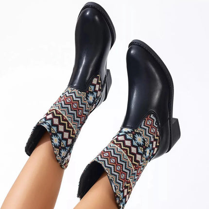Elegant Point Toe Block Heels Boots