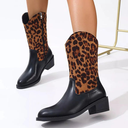 Elegant Point Toe Block Heels Boots