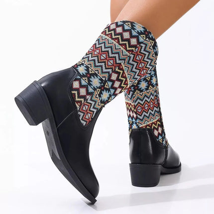 Elegant Point Toe Block Heels Boots