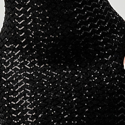 LUX SEQUINS HALTER OPEN BACK SLEEVELESS BODYCON MINI DRESS