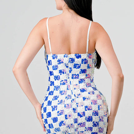 LUXE CHECK PATTERN SEQUINS