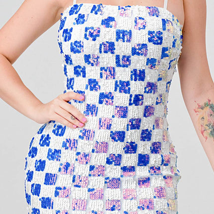 LUXE CHECK PATTERN SEQUINS
