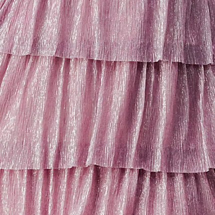 Lux Fantasy Glitter Mini Dress - Deep V-Neck & Tiered Ruffle Skirt