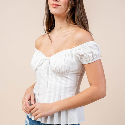 Eleganza Off-Shoulder Cotton Peplum Top