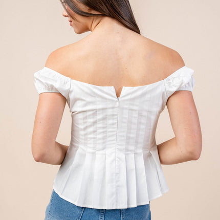 Eleganza Off-Shoulder Cotton Peplum Top