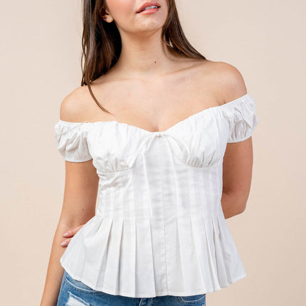 Eleganza Off-Shoulder Cotton Peplum Top
