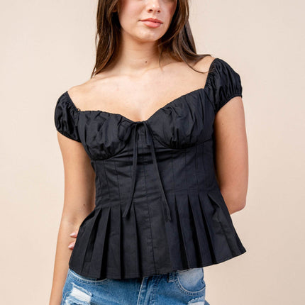 Eleganza Off-Shoulder Cotton Peplum Top