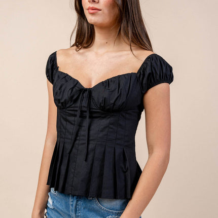 Eleganza Off-Shoulder Cotton Peplum Top