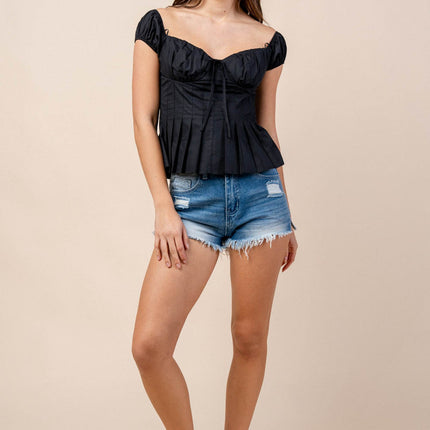 Eleganza Off-Shoulder Cotton Peplum Top