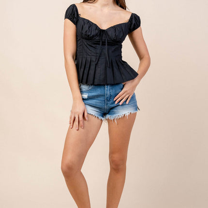 Eleganza Off-Shoulder Cotton Peplum Top