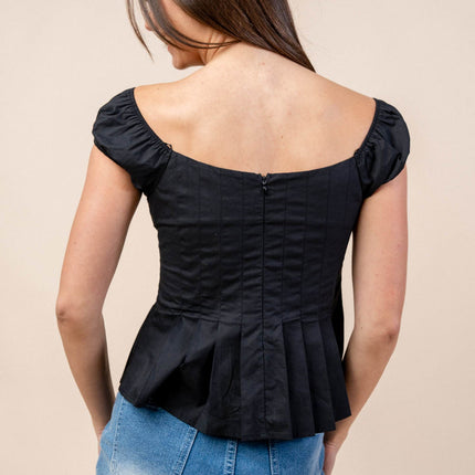 Eleganza Off-Shoulder Cotton Peplum Top