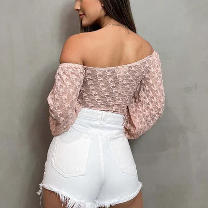 LUXE SHEER LACE OFF SHOULDER LONG SLEEVE BODYSUIT