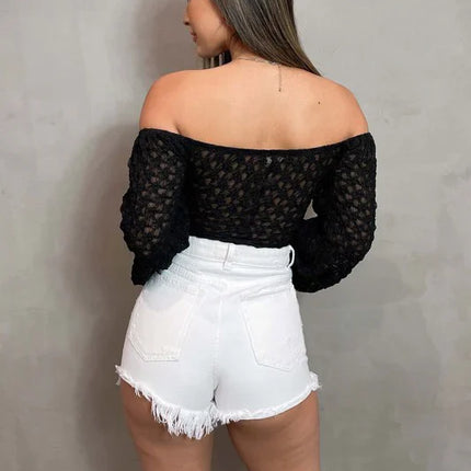 LUXE SHEER LACE OFF SHOULDER LONG SLEEVE BODYSUIT