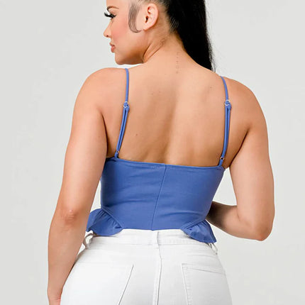 SUPER SOFT SCUBA SIDE FRILLED CAMI BODYSUIT