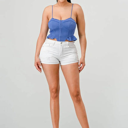 SUPER SOFT SCUBA SIDE FRILLED CAMI BODYSUIT