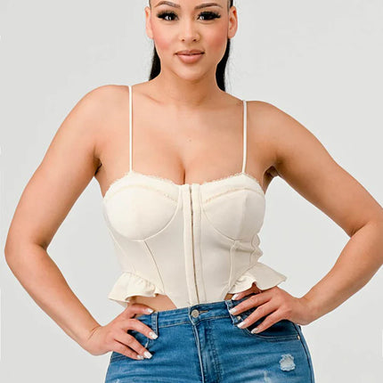 SUPER SOFT SCUBA SIDE FRILLED CAMI BODYSUIT