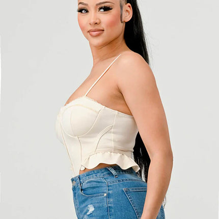 SUPER SOFT SCUBA SIDE FRILLED CAMI BODYSUIT