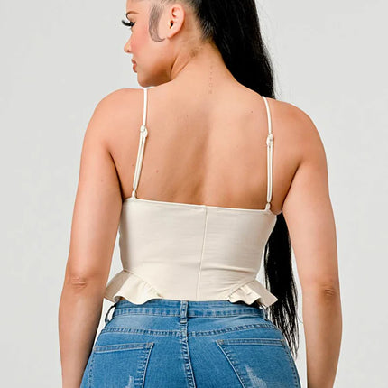 SUPER SOFT SCUBA SIDE FRILLED CAMI BODYSUIT