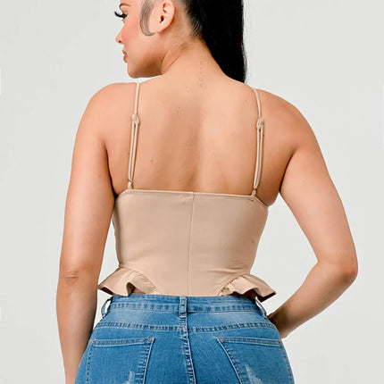 SUPER SOFT SCUBA SIDE FRILLED CAMI BODYSUIT