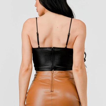 LUXE RHINESTONES COATING SWEETHEART SLEEVELESS BUSTIER TOP