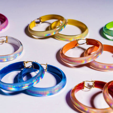 Large Rave Lucite Hoop Earrings