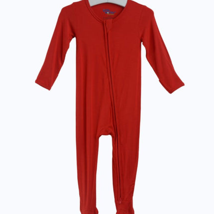 Red Bamboo Zipper Footie