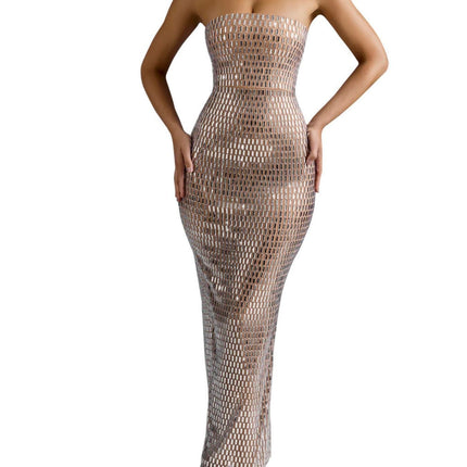 Rhinestone Fashion Tube Maxi Dress