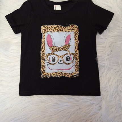Black Lepard Print Rabbit Shirt