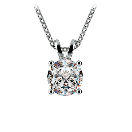 AGI Certified 2.00 CTW Prong Set Round Lab Grown Solitaire Diamond Pendant (G-VS) in 14K White or Yellow Gold