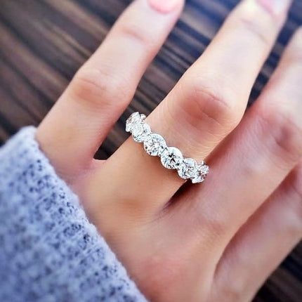 5.00 CTW Created Moissanite Eternity Band in 14k Gold Overlay – Round Cut Classic Ring