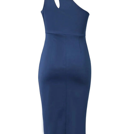 Stylish Ruched Cutout Single Shoulder Dress
