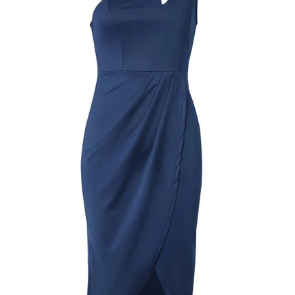 Stylish Ruched Cutout Single Shoulder Dress