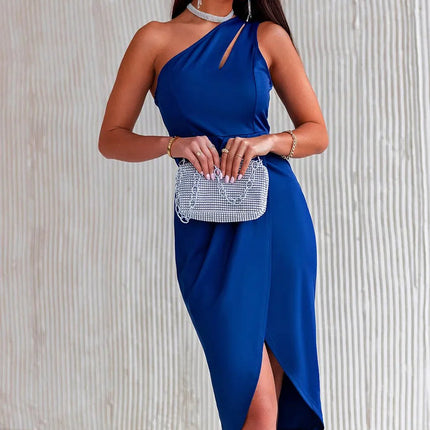 Stylish Ruched Cutout Single Shoulder Dress