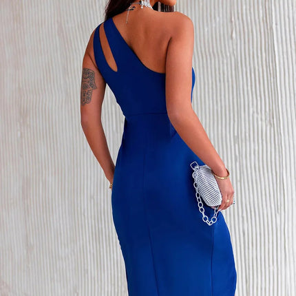Stylish Ruched Cutout Single Shoulder Dress