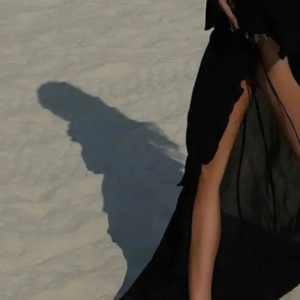 Fashion Ruffled Long Sleeve Cover-Up Dress