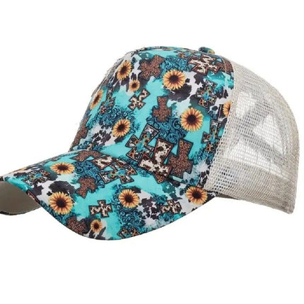 Sunflower Western Ponytail Cap