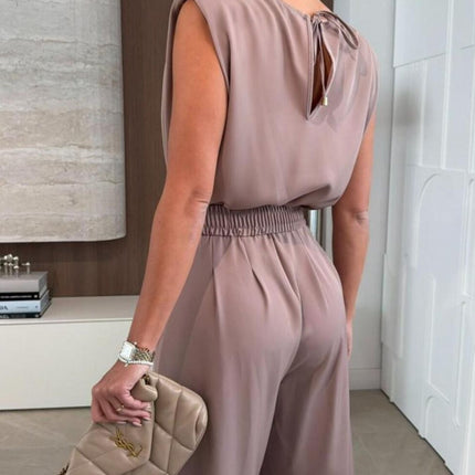 Fashionable Trendy Sleeveless Wide Leg Jumpsuit