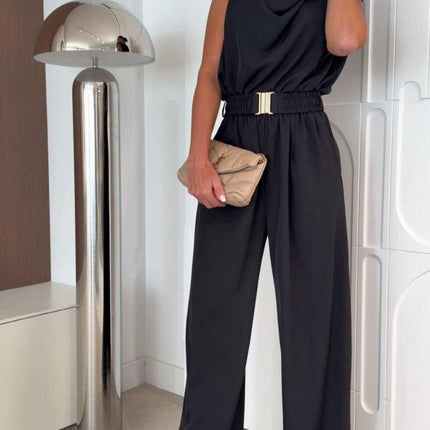 Fashionable Trendy Sleeveless Wide Leg Jumpsuit