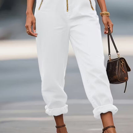 Fashionable Sleeveless Zip-Up Jumpsuit