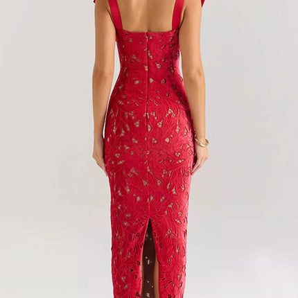 Stylish Slit Tie Shoulder Maxi Dress