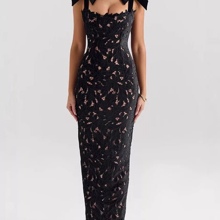 Stylish Slit Tie Shoulder Maxi Dress