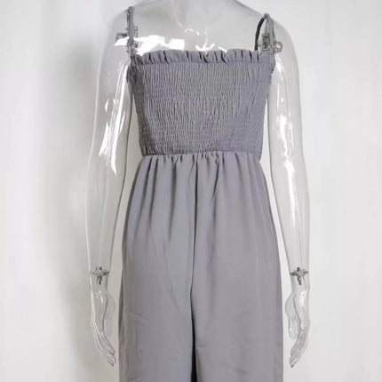 Fashionable Smocked Tube Wide Leg Jumpsuit