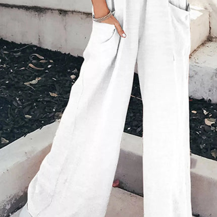 Fashionable Smocked Tube Wide Leg Jumpsuit