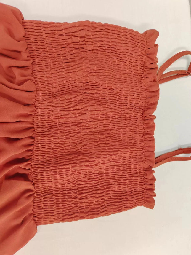 Fashionable Smocked Tube Wide Leg Jumpsuit